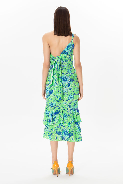 Single Strap Floral Pattern Midi Dress